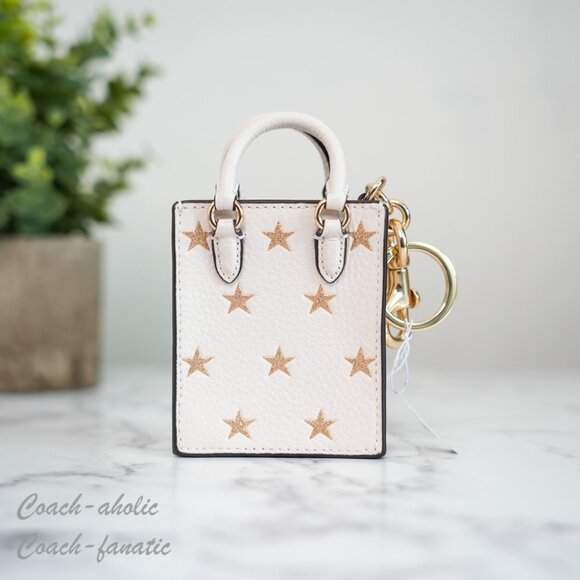 NWT Coach CX074 North/South Mini Tote Bag Charm With Star Print - Picture 4 of 11